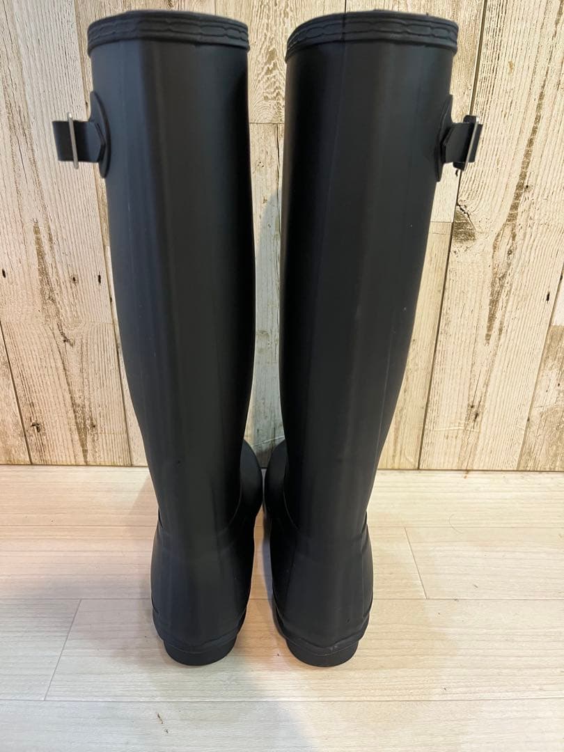 HUNTER 黒 長靴 レインブーツ　バックル付き
