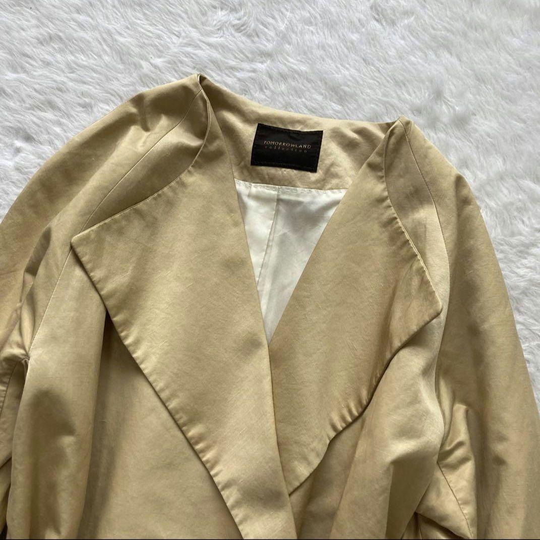 【極美品】トゥモローランドコレクション　麻混　ダブルフェイス　春コート　ロング丈