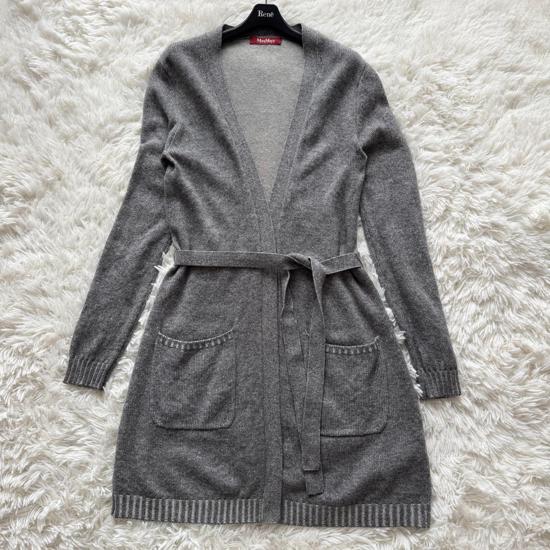 カシミヤ混✨MaxMara STUDIO ウール ロングカーディガン ベルト