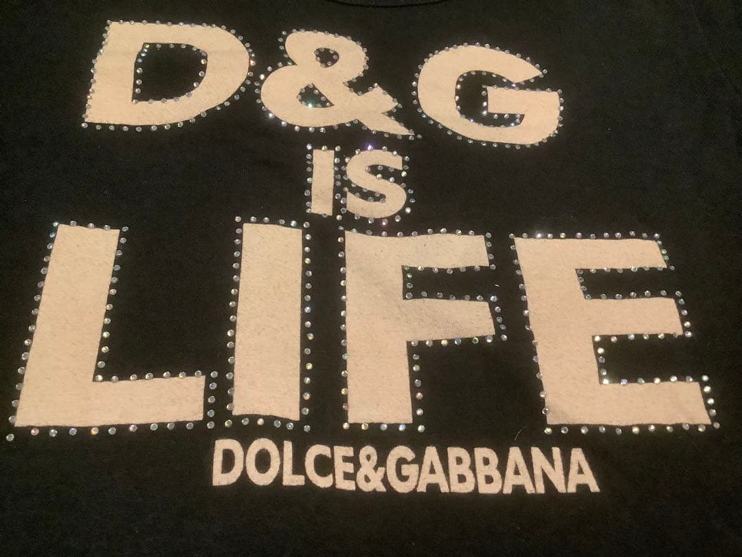 ら DOLCE & GABBANA ラインストーンロゴ Tシャツ 美品