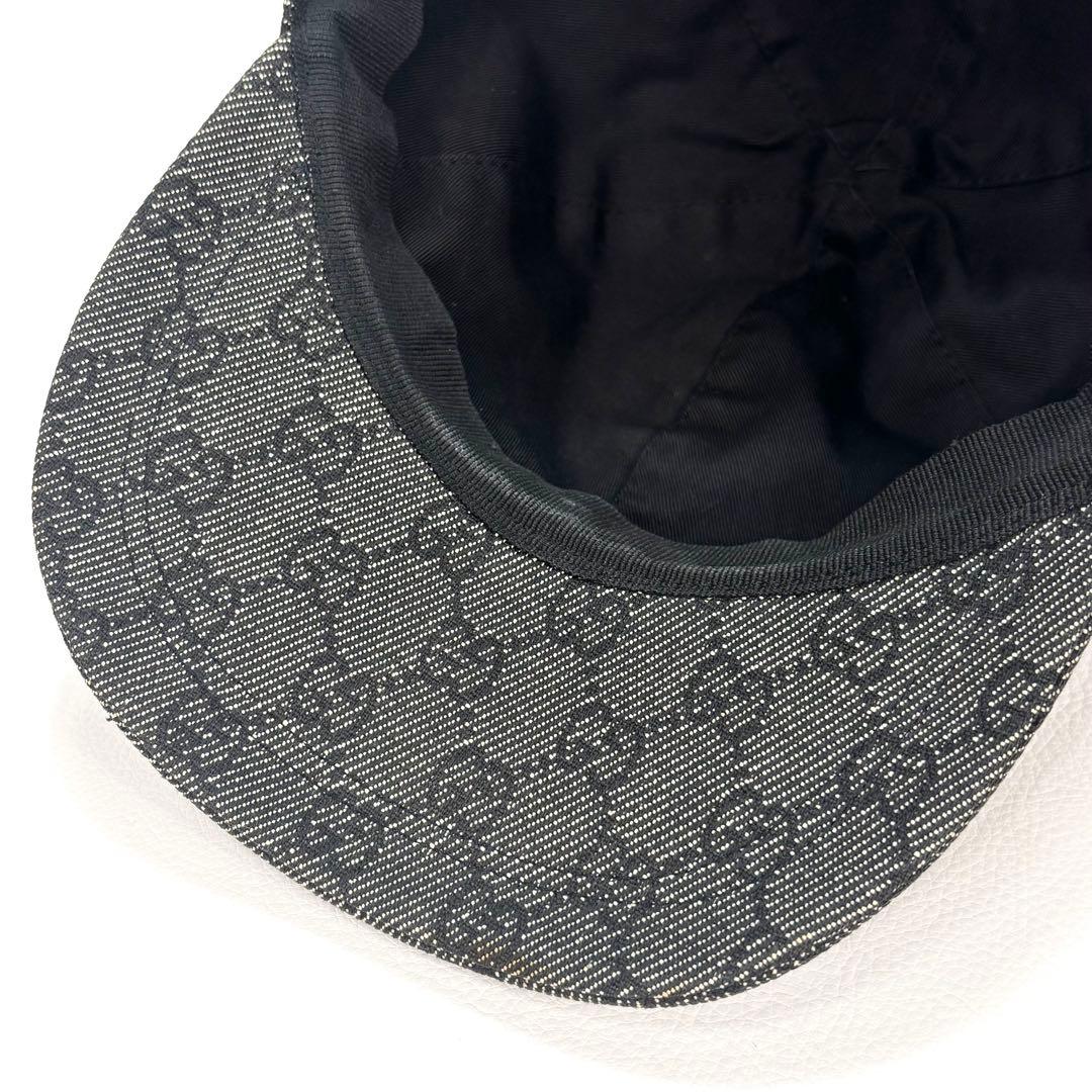 GUCCI キャップ　GG ブラックデニム ロゴプレート M