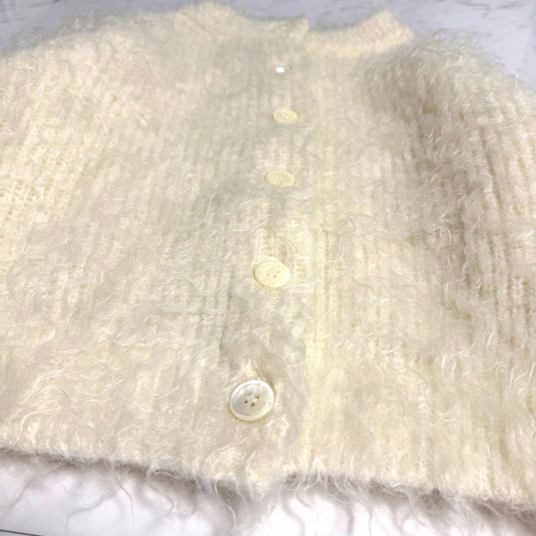 【美品】完売品✨️ノーブル 2WAY カーリー モヘヤ クルー カーディガン 白