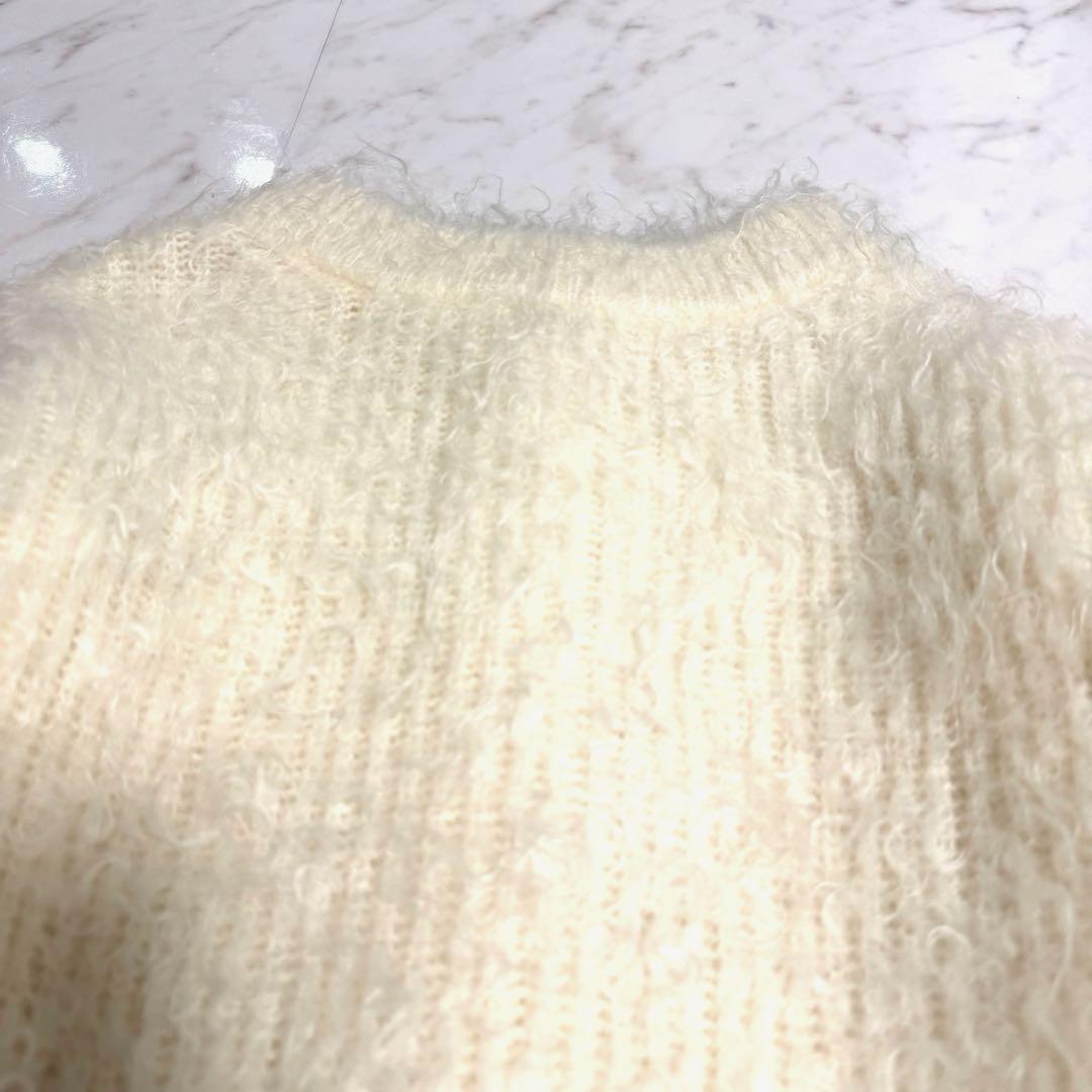【美品】完売品✨️ノーブル 2WAY カーリー モヘヤ クルー カーディガン 白