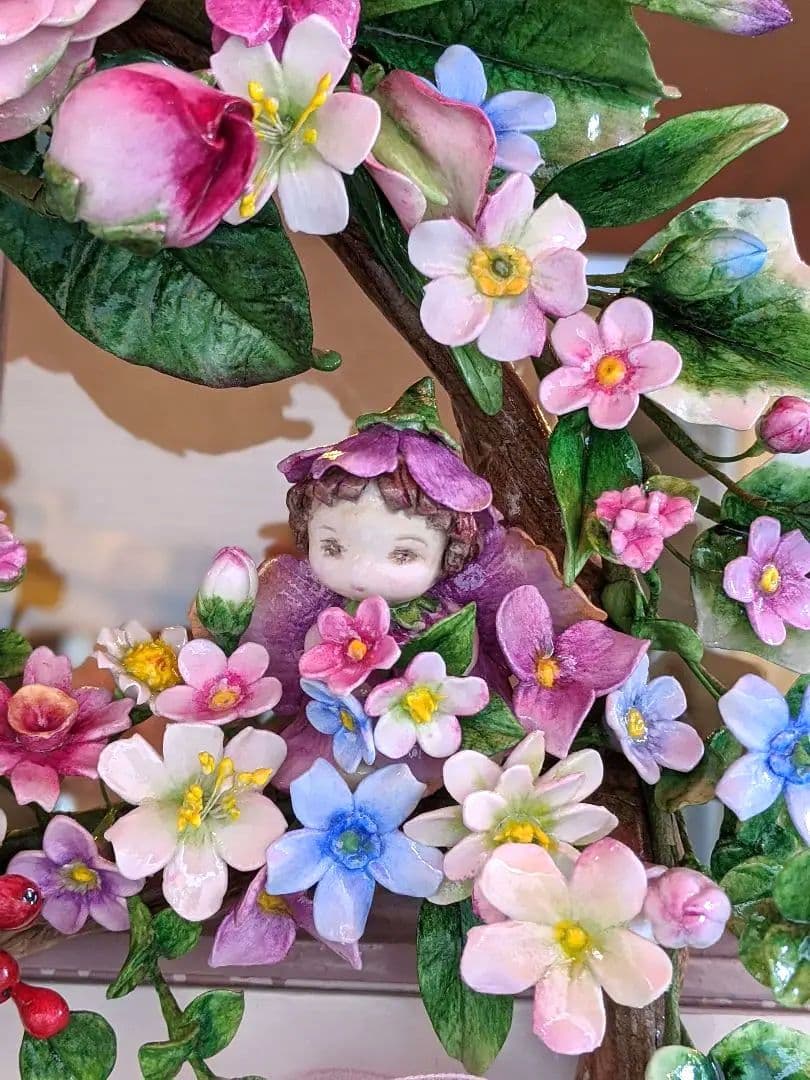 クレイフラワー♡フラワーリース♡花の妖精さん♡ハンドメイド
