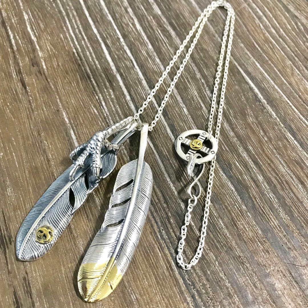 silver925 銀爪フェザー 先金フェザー イーグルフック ネックレス
