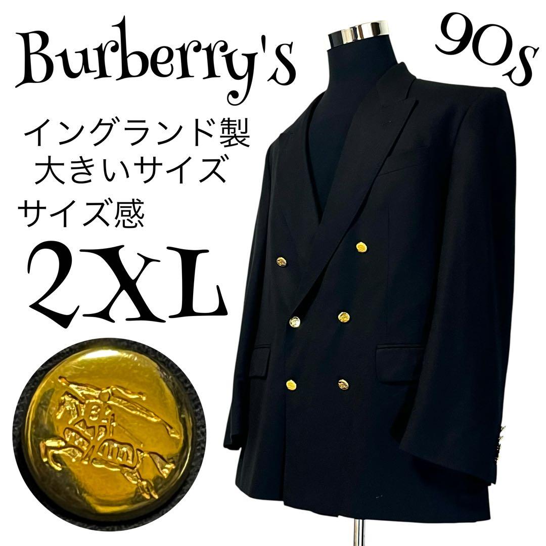 【金ボタン】Burberry's ダブルジャケット 裏地・総柄 希少サイズ✨