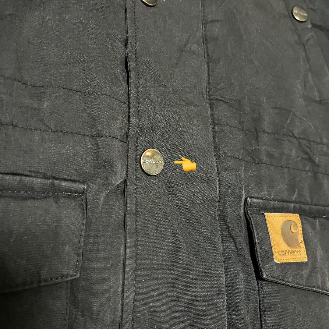 Carhartt Trapper Parkaファー取外裏ボアJKブラックS革タグ