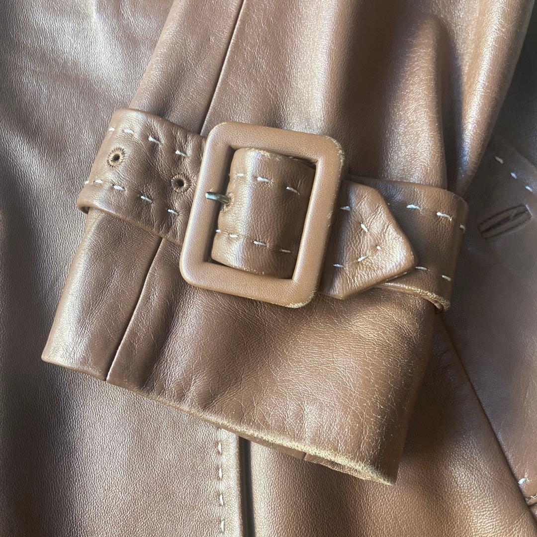 DKNY ラムレザー　トレンチコート　ブラウン