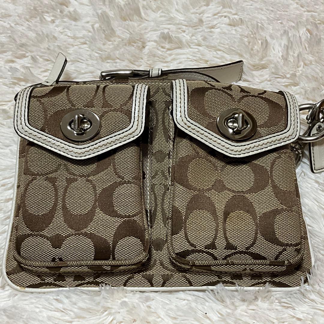 COACH ウエストポーチ キャンバス ターンロック シグネチャー