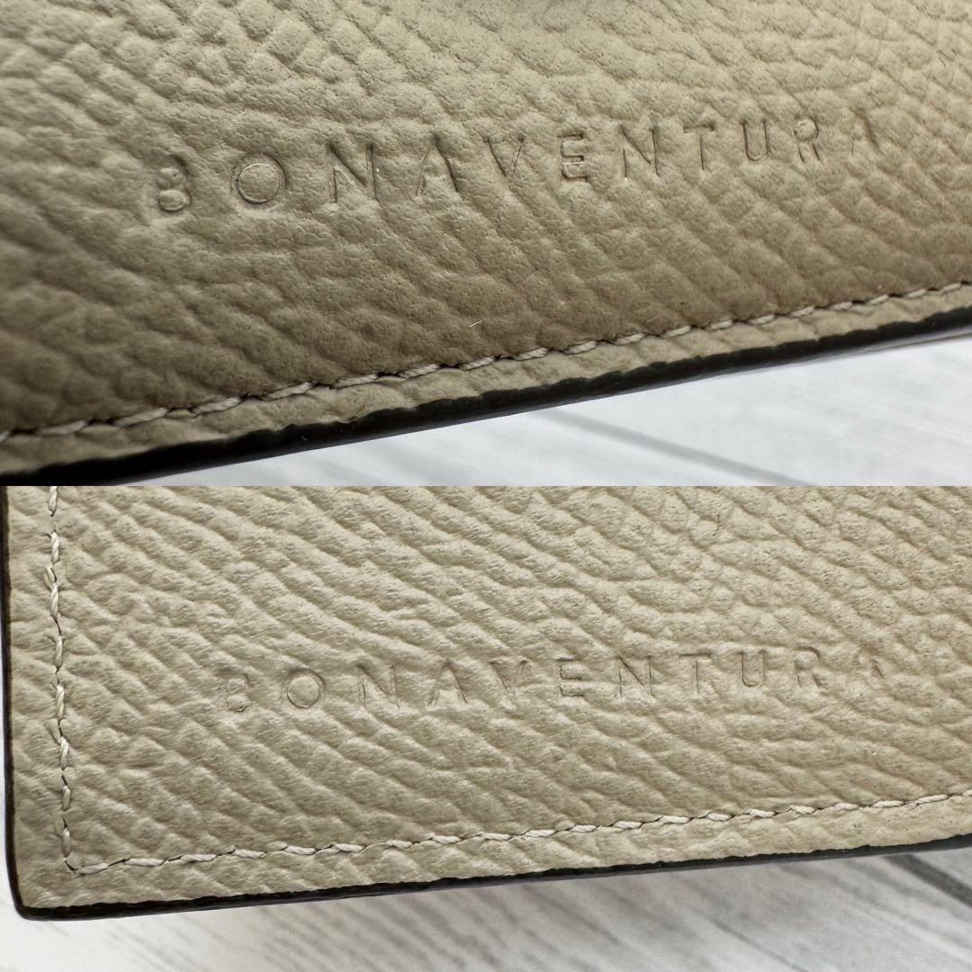 【美品】ボナベンチュラ 三つ折り財布 スモール ウォレット ベージュ　レザー