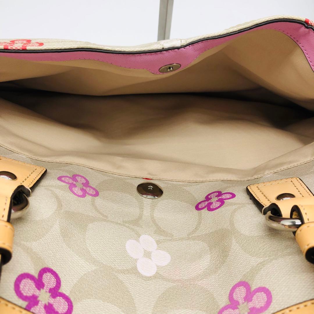 コーチ　2WAY ボストンバッグ　F77377 花柄　シグネチャー　美品