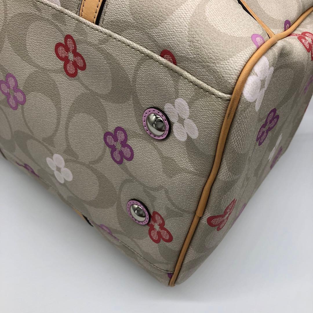 コーチ　2WAY ボストンバッグ　F77377 花柄　シグネチャー　美品