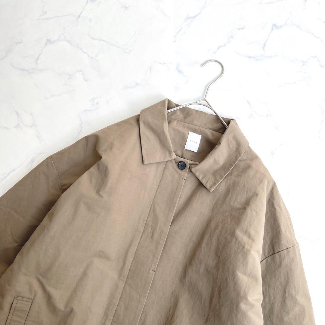 【良品】休日と詩 ステンカラーコート 中綿 ロング　濃ベージュ　アウター　F
