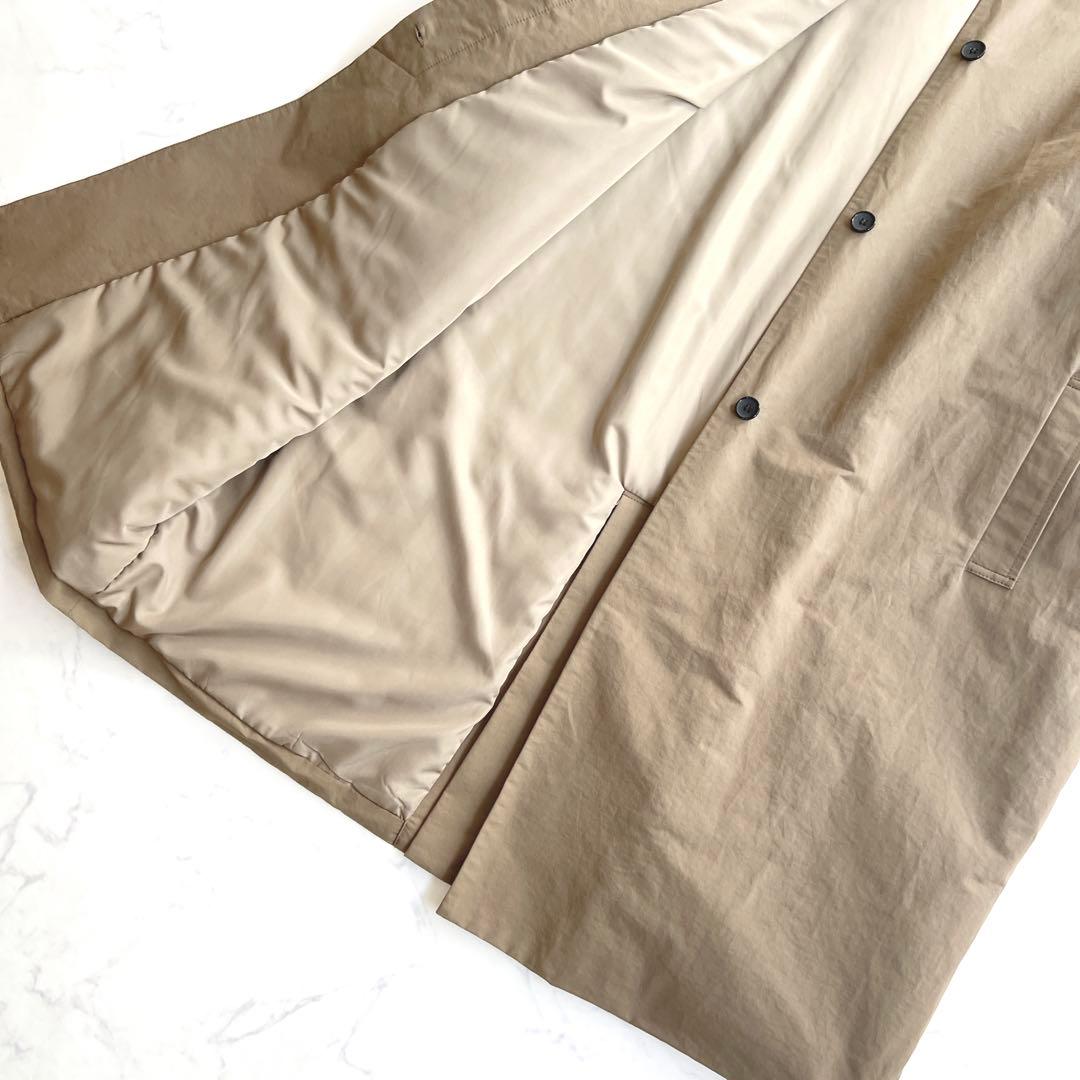 【良品】休日と詩 ステンカラーコート 中綿 ロング　濃ベージュ　アウター　F