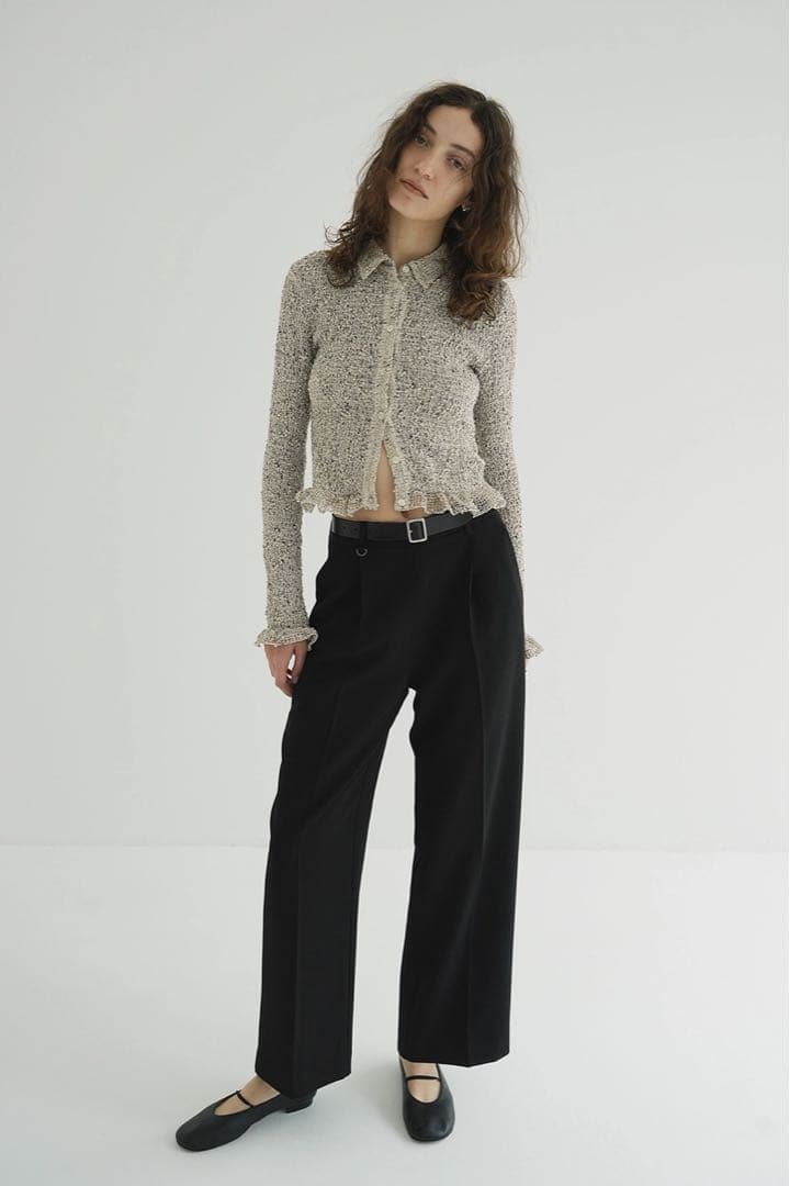 CLANE MIX MESH GATHER SHIRT クラネ