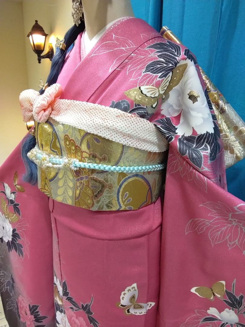 振袖フルセット、正絹振袖成人式、重ね衿、帯揚げ帯締め、西陣袋帯、襦袢