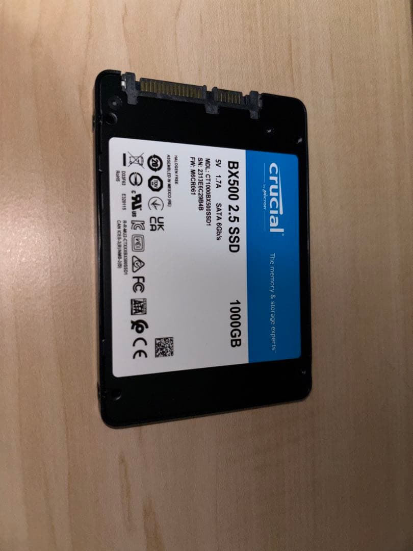 Crucial BX500 2.5 内蔵型SSD 1000GB