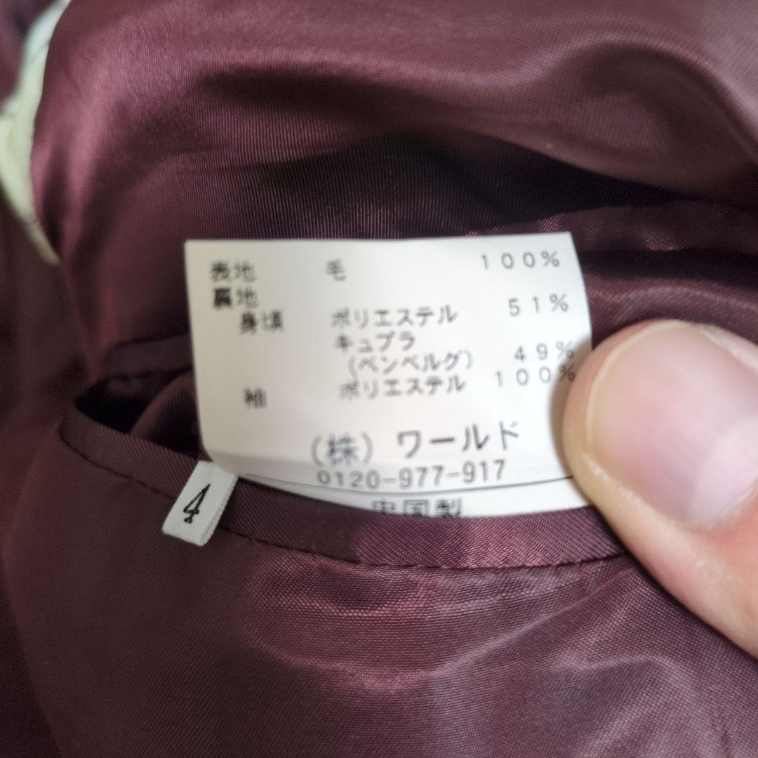 希少サイズ　4　タケオキクチ　テーラードジャケット　ペンチェック　グレー