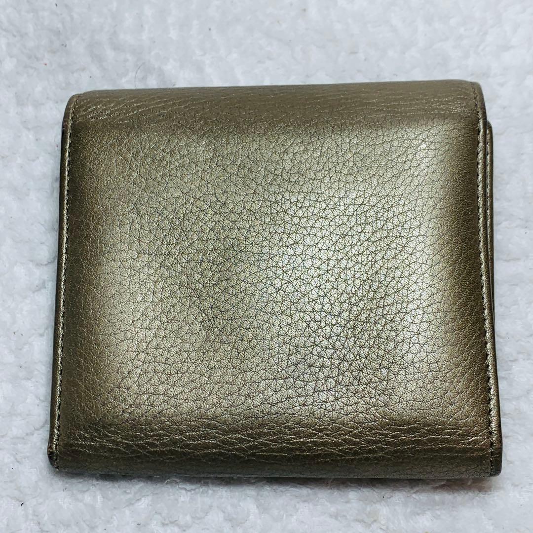 ⭐️美品グッチ 三つ折り財布　ゴールド メタリックレザー⭐️