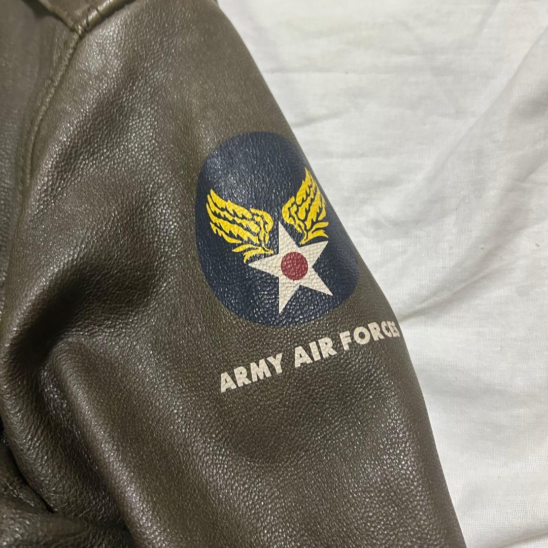90's vintage レザー ブラウンジャケット 短丈　アメカジ　ARMY