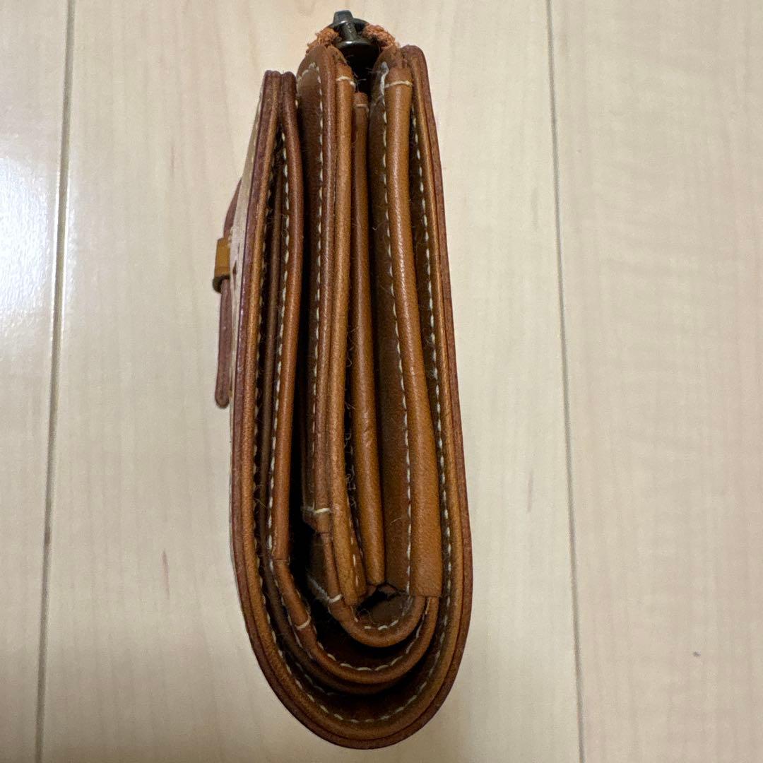 gentenブラウンレザー 二つ折り財布 cut workデザイン