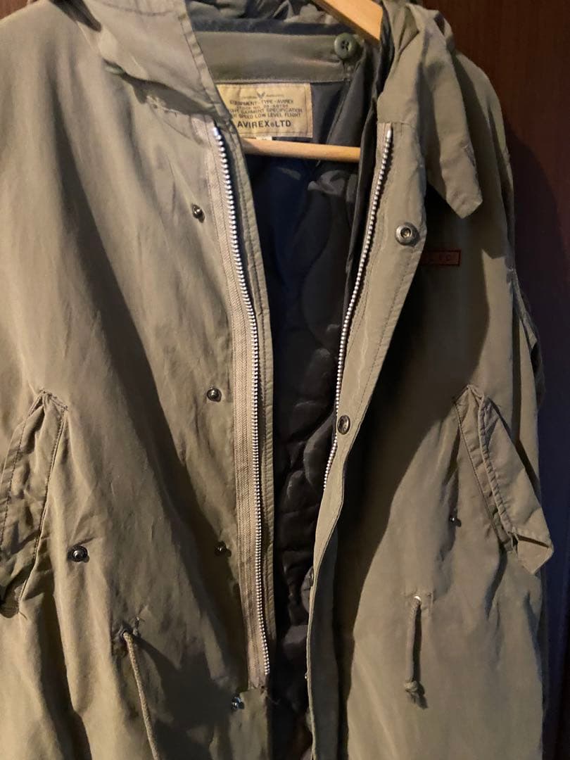 【新品】AVIREXオリーブ色モッズコート フロントジッパー付き