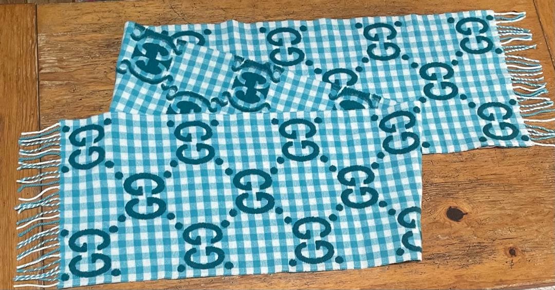 GUCCI GGジャガード チェック マフラー 大判　訳あり