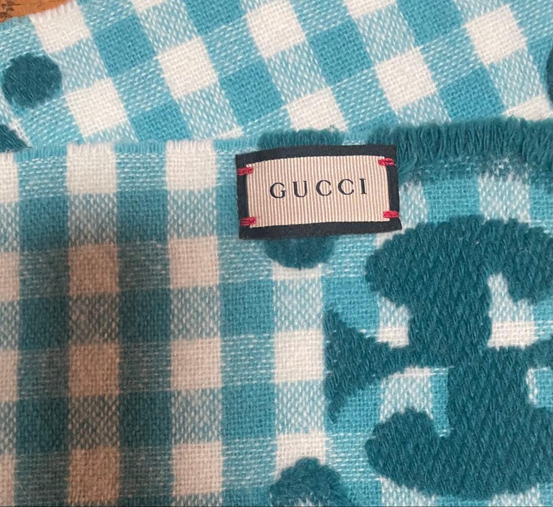 GUCCI GGジャガード チェック マフラー 大判　訳あり
