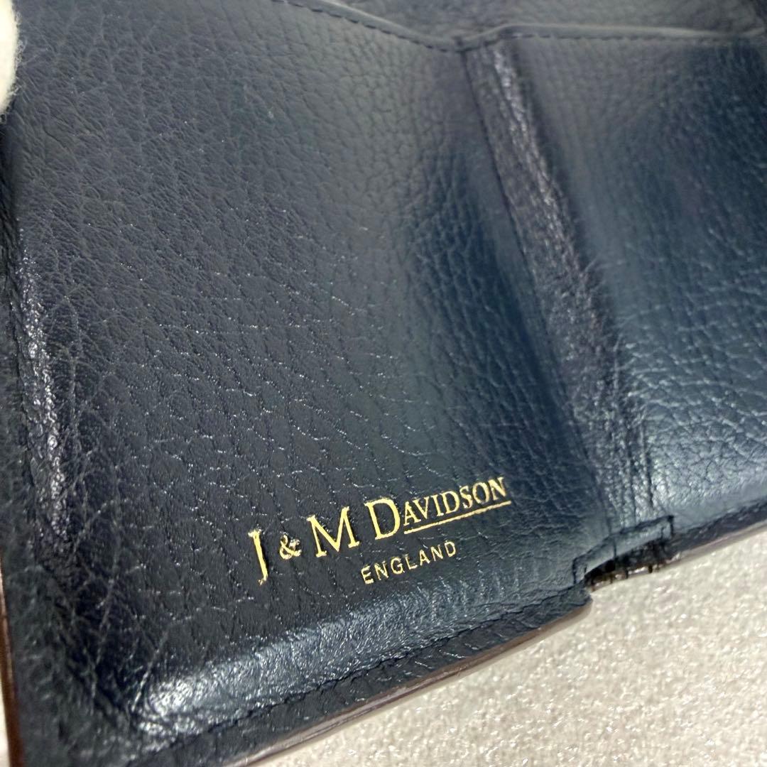 ジェイ&エムデヴィッドソン 三つ折り財布　ダークネイビー レザー　レディース財布