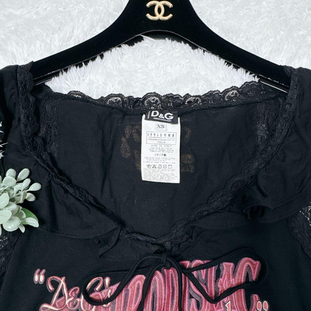 D&Gタンクトップ y2k ロゴ ブラックプリント vintage XS