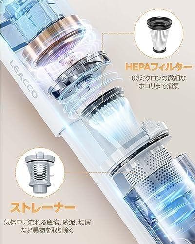 掃除機 コード式 40000Pa Leacco サイクロン 軽量 ステ_corg