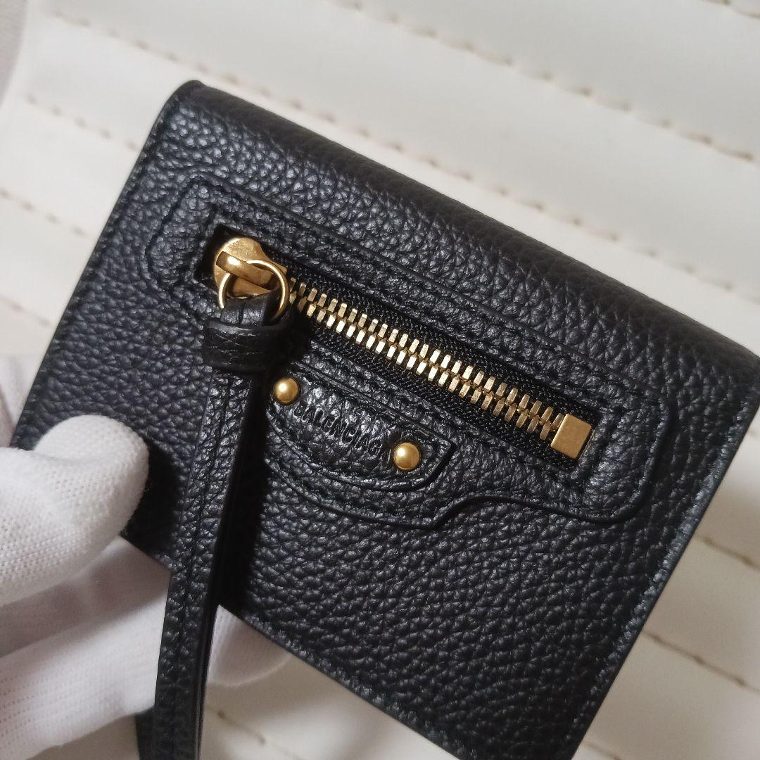 3017【未使用】BALENCIAGAレザーコンパクトウォレット　ブラック