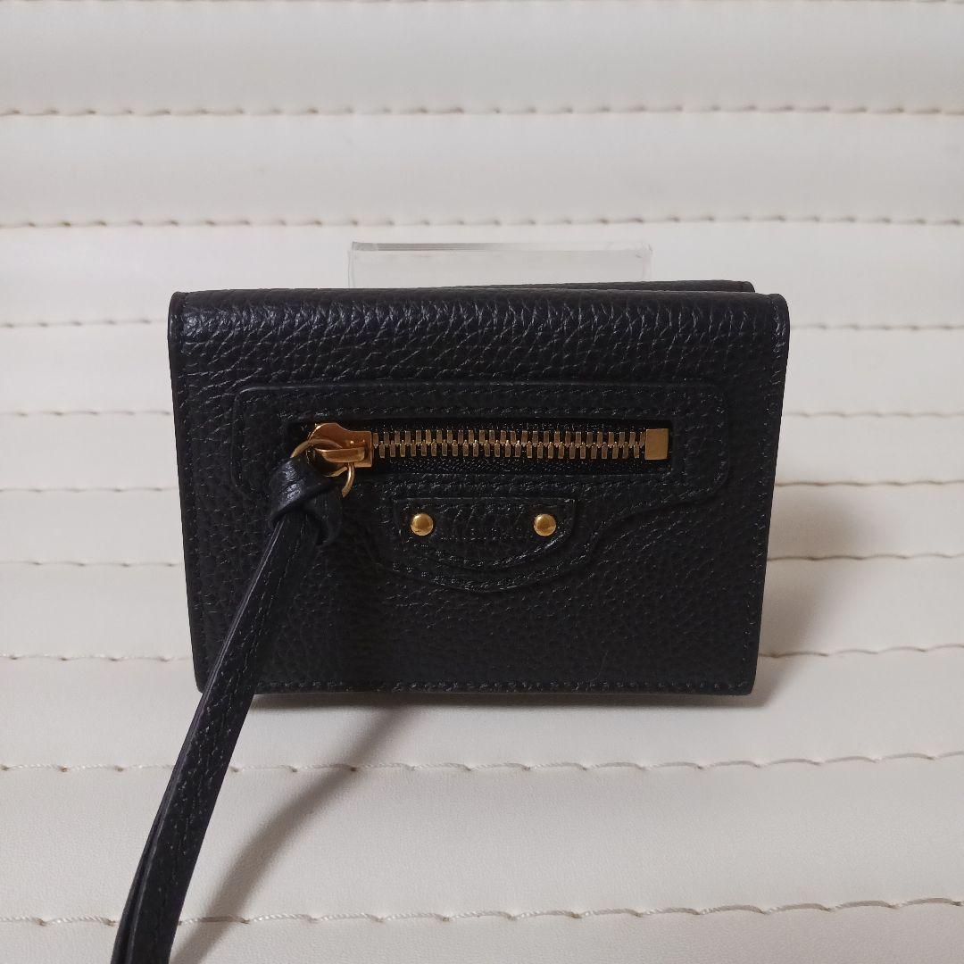 3017【未使用】BALENCIAGAレザーコンパクトウォレット　ブラック