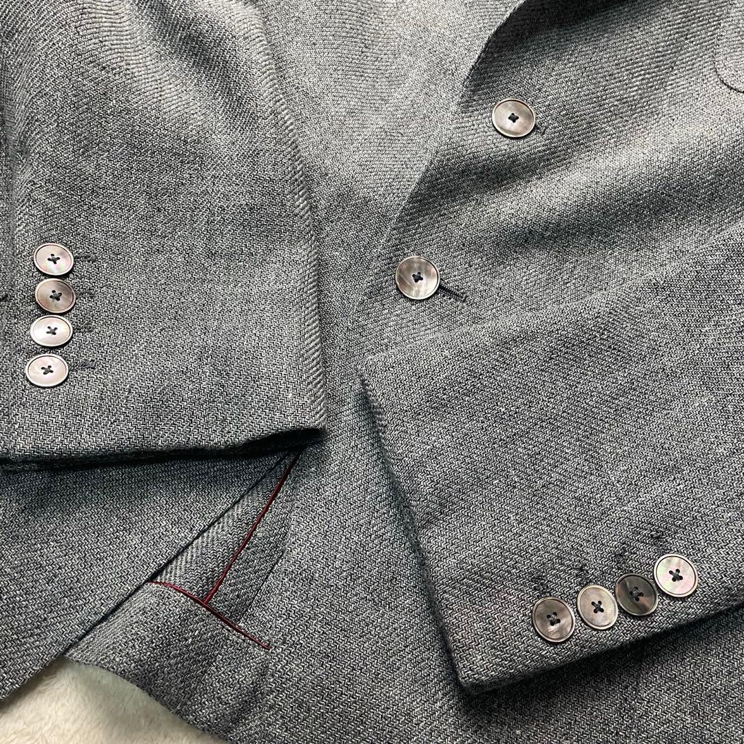 美品 Paul smith ポールスミス グレー テーラード リネン 麻 花
