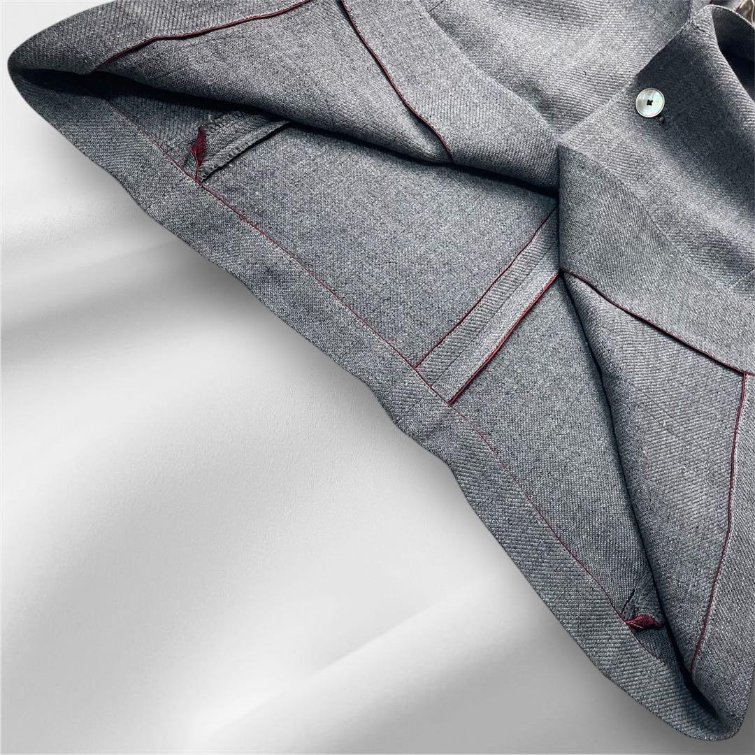 美品 Paul smith ポールスミス グレー テーラード リネン 麻 花