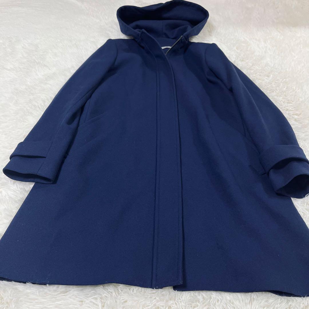 【美品】定価8.6万 セオリーリュクス フーデッドコート ネイビー 38 M