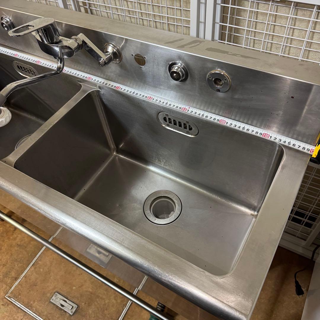 業務用ステンレス2槽シンク1200水栓付