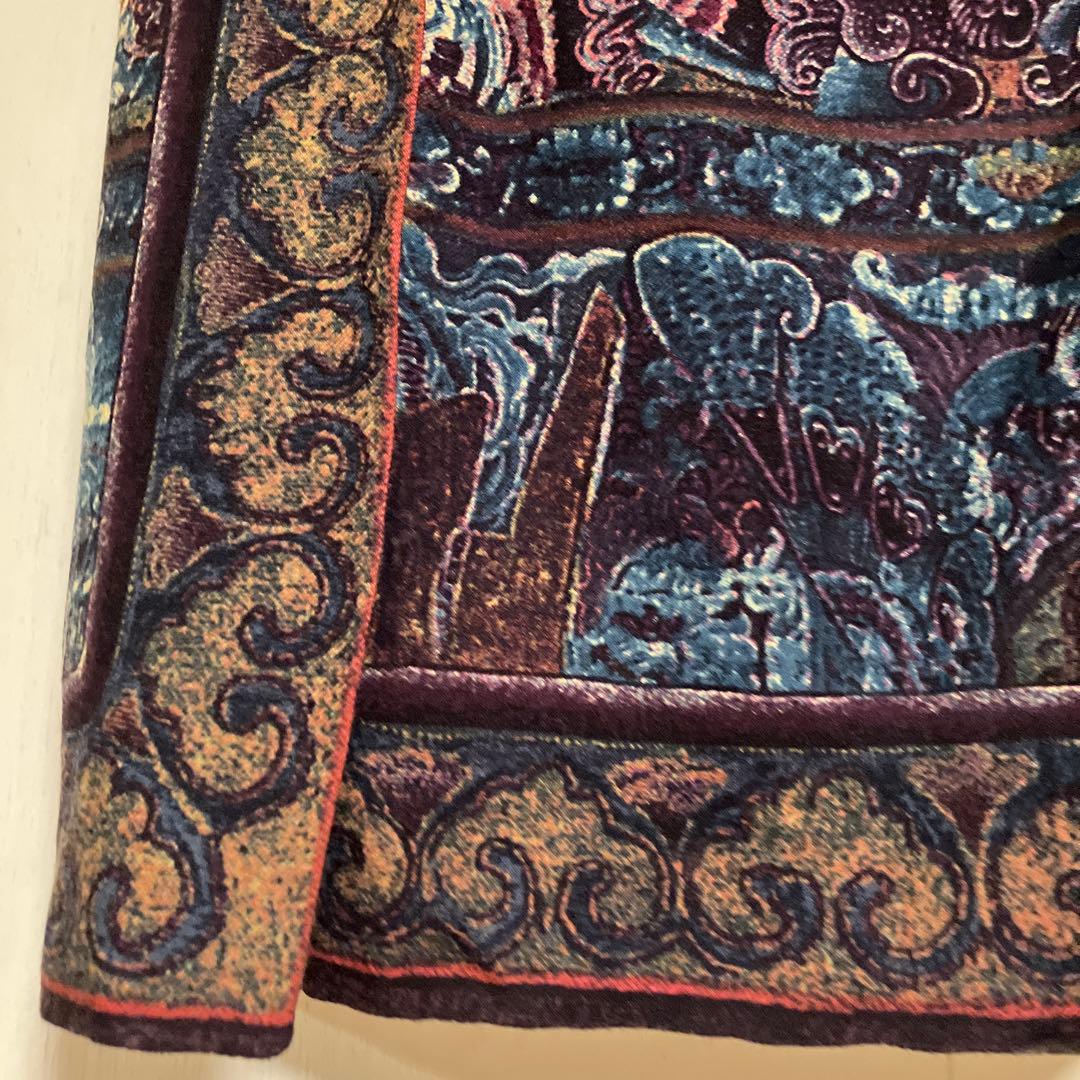 Etro ウール シルク タイト スカート 総柄 パープル
