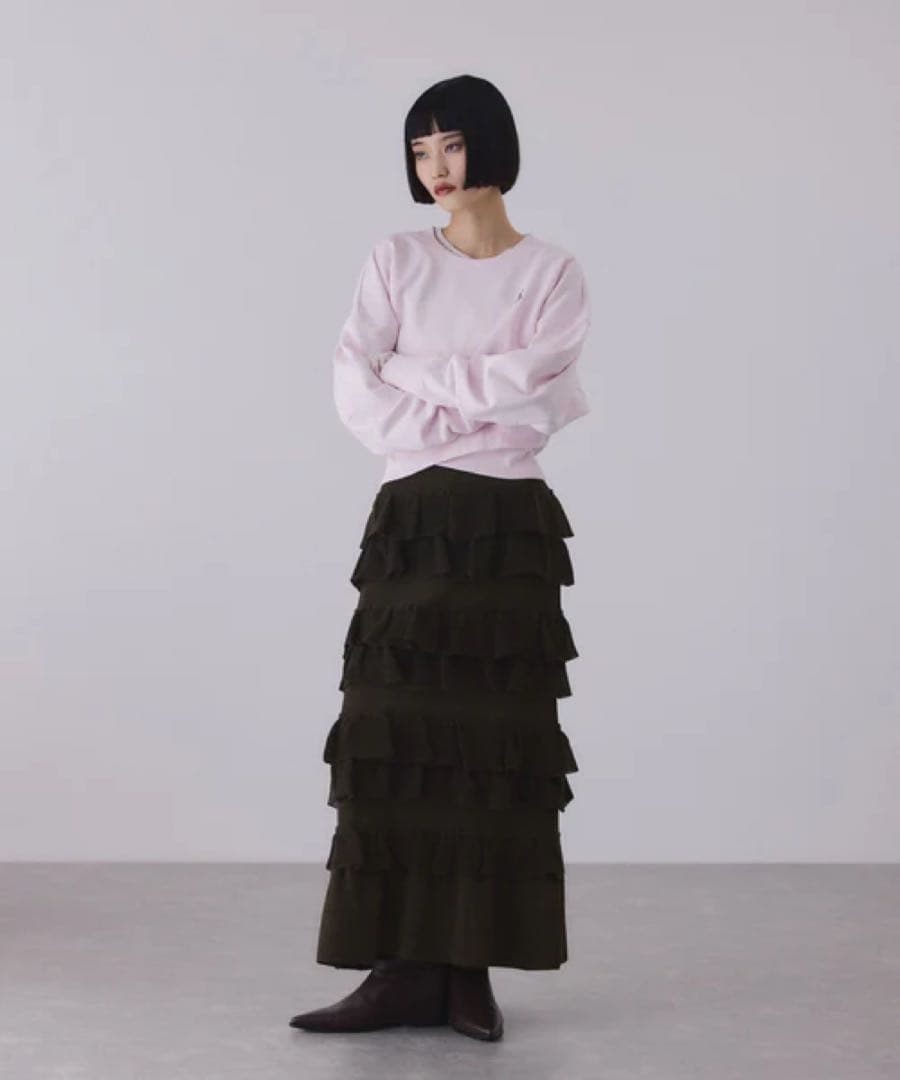 【サステナブル】フリルニットスカートADAM ET ROPE' FEMME