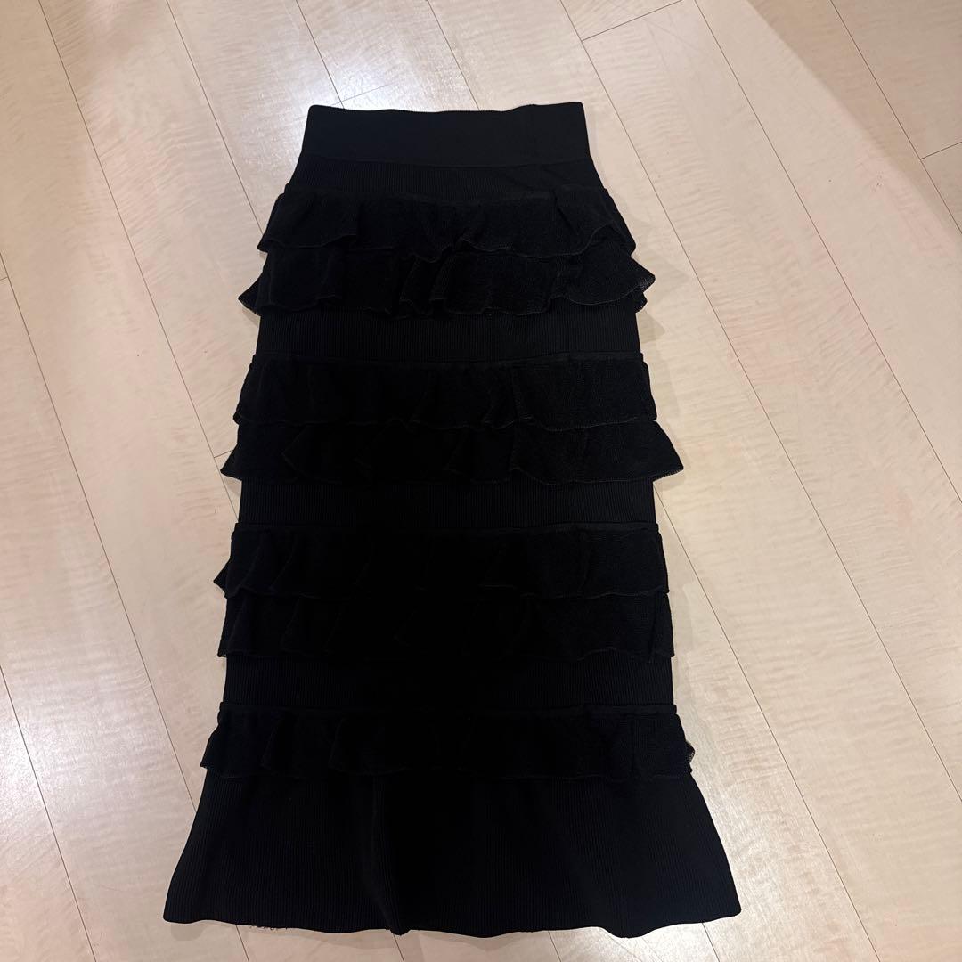 【サステナブル】フリルニットスカートADAM ET ROPE' FEMME