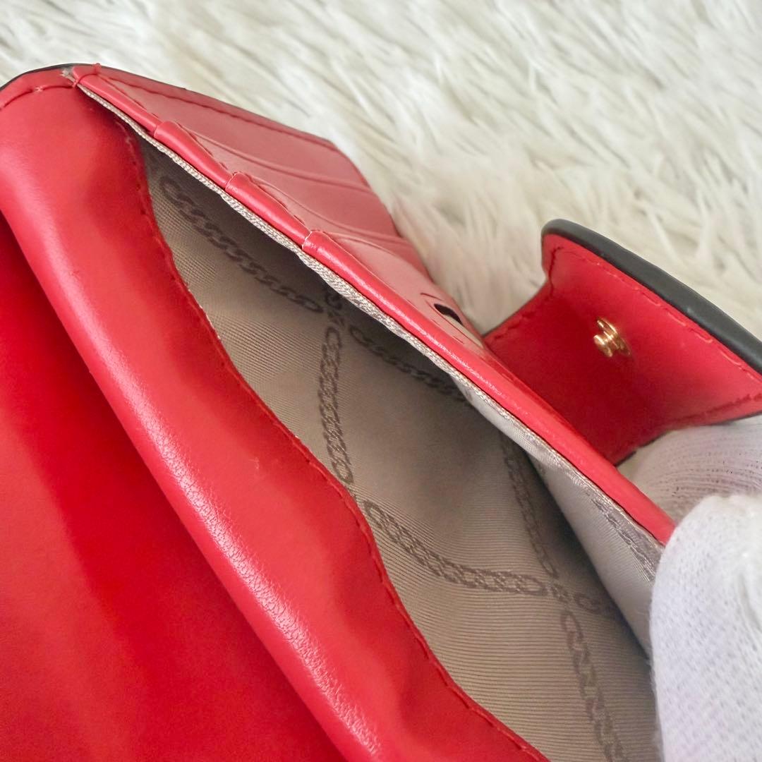 【極美品】マイケルコース　折り財布　MKゴールド金具　総柄　レッド　カード　小銭