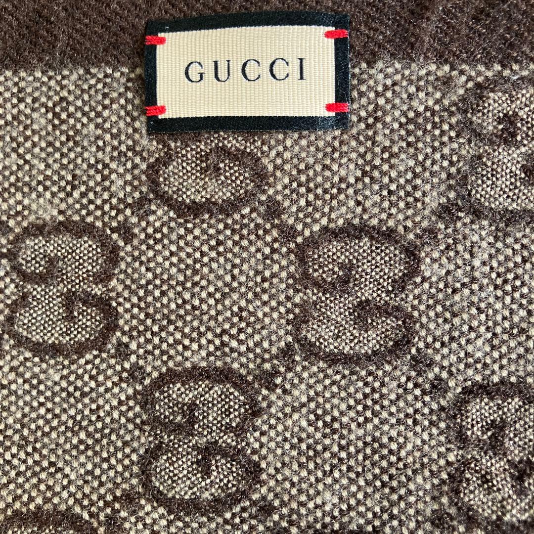 X*様 GUCCI グッチ マフラーGG ジャガード ロゴ リバーシブル大判
