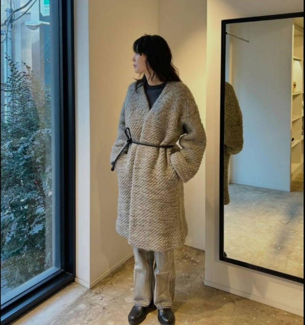 SAYAKA DAVIS　サヤカデイヴィス　ウールガウンコート　レザーベルト付き