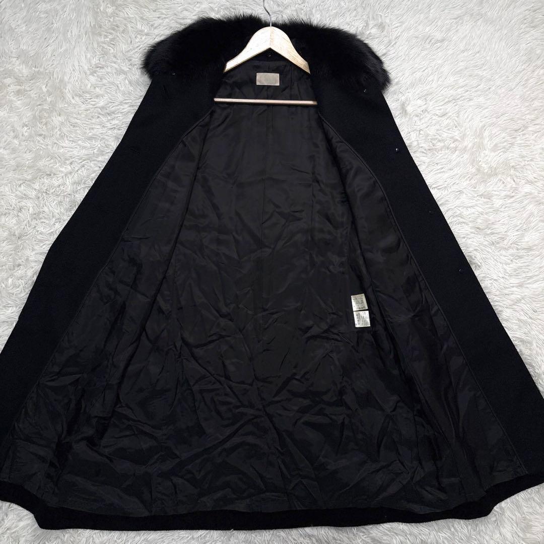 ⭐️カシミヤ100%⭐️ロングコート ファー L ブラック ブルーフォックス