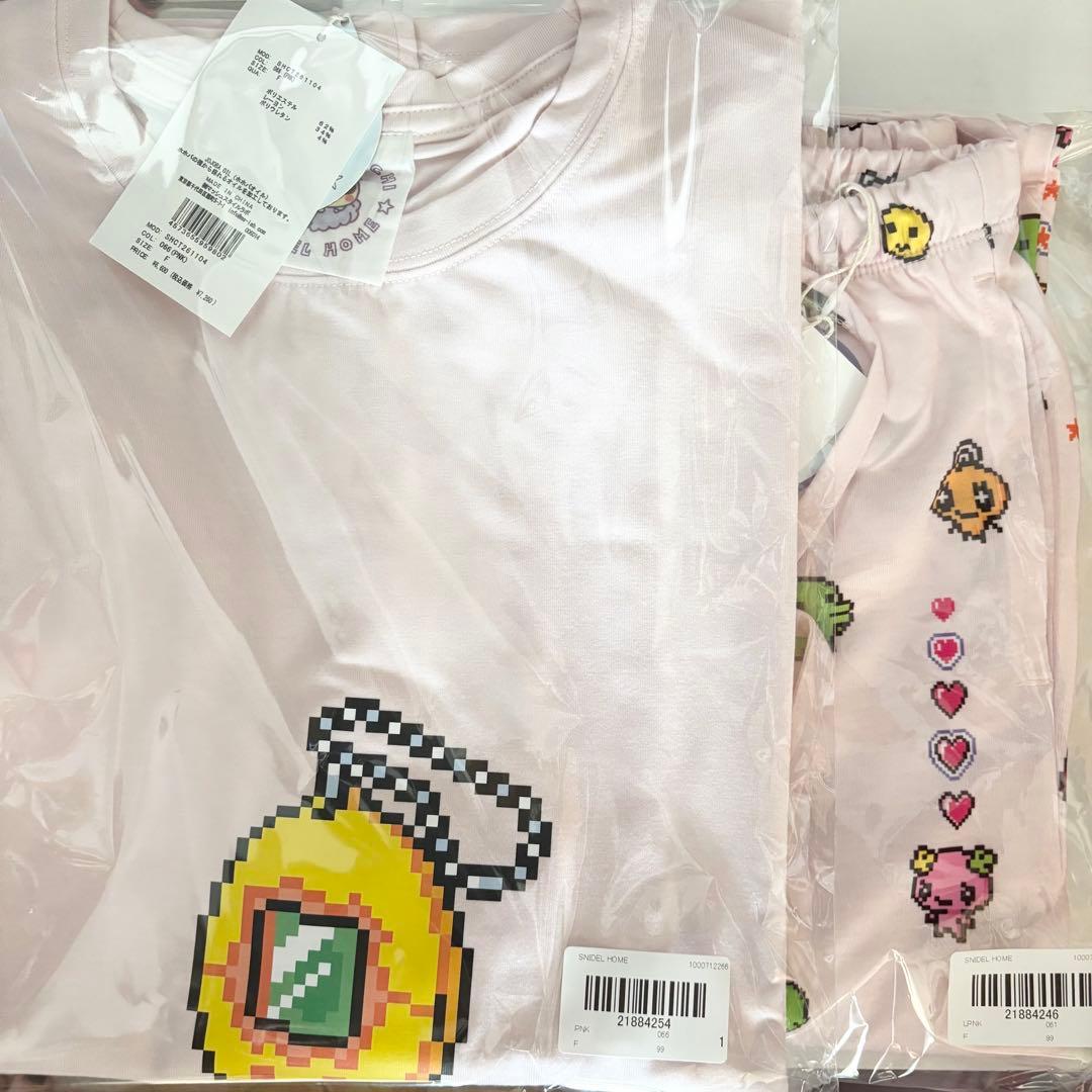 スナイデル ホーム たまごっち Tシャツ みみっち ピンク ロングパンツ