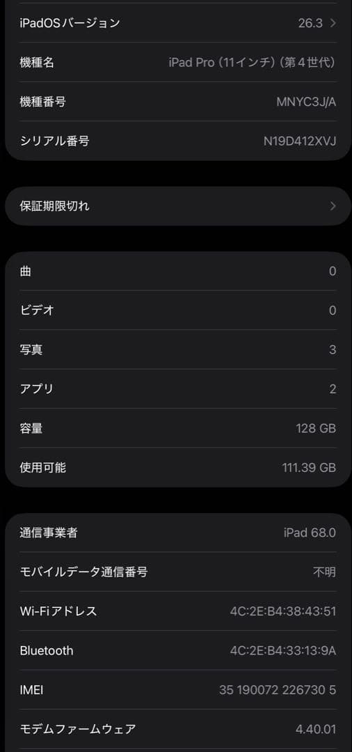美品 iPad Pro 11 第4世代 wifi+Cellular 128GB