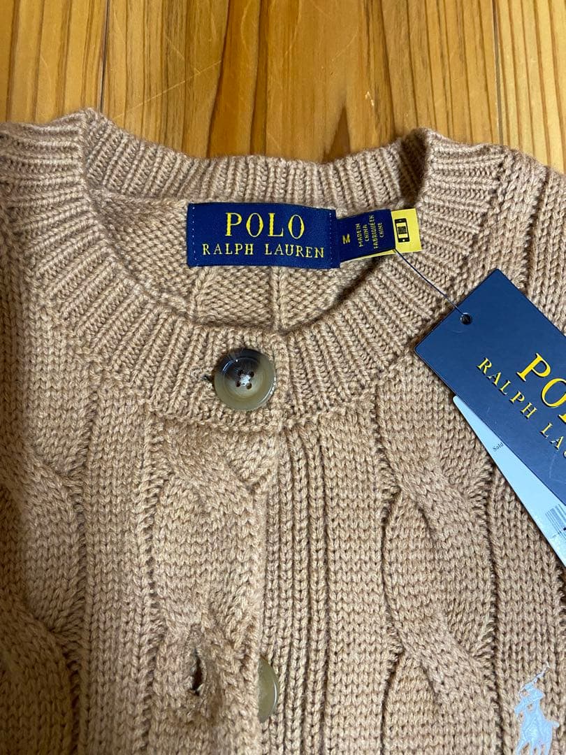 新品　Polo Ralph Lauren ベージュ カーディガン M カシミヤ混