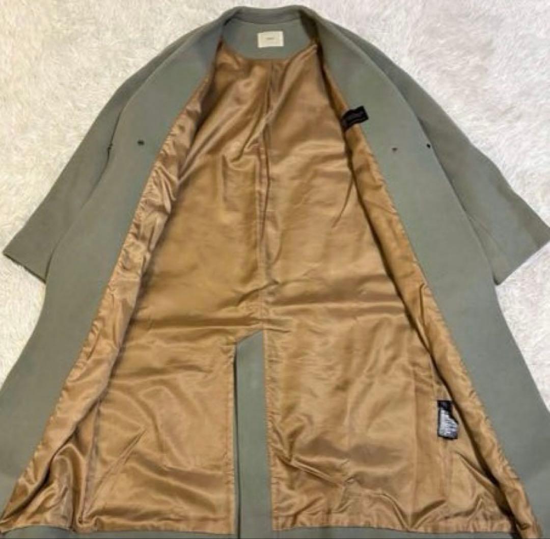 美品　イエナ MANTECO ロングコート ウール混 ロング丈 ノーカラー 緑