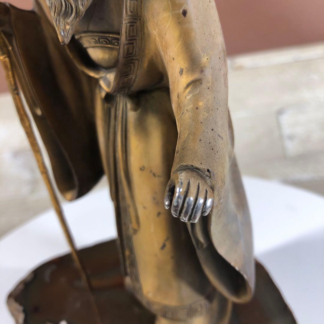牧田秀雲作 七福神像 単品 純銀900 重量1.1kg 瑪瑙台座付き