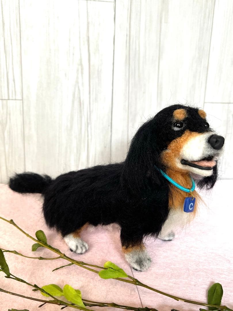 ちくたく　羊毛フェルト犬　 コーギー×コッカー＝バーニーズ？